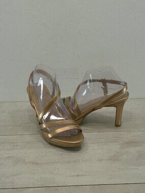 Naturalizer Brenta Strappy Sandals Bronze Gold Metallic Open Toe Heels SZ 8.5 M